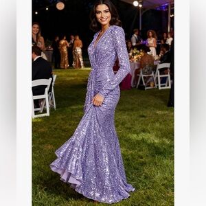 Elegant Purple Sequin Dress